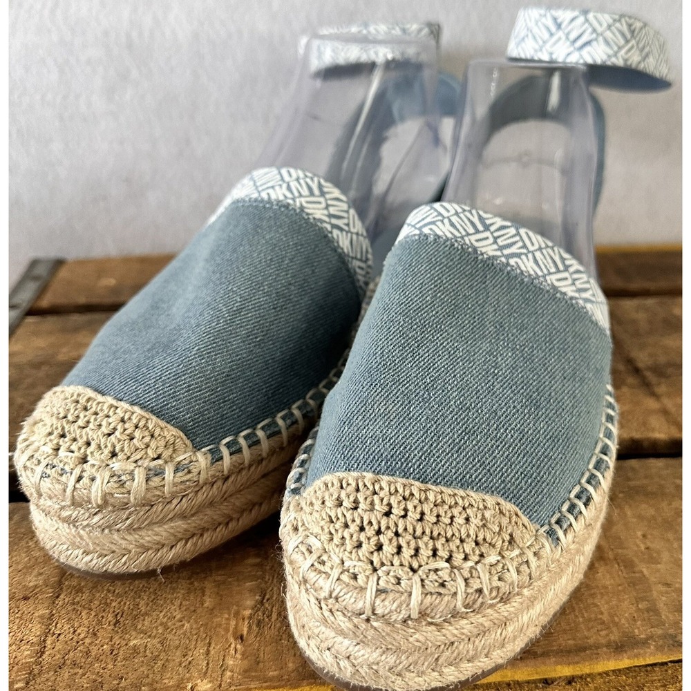 DKNY Espadrilles Sandals Platform Slingback Women 9 Blue Excellent - Picture 4 of 7